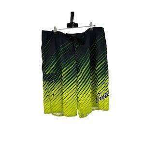 O'Neill Board Shorts Mens 36 Swimwear Surf Beach Green Yellow Drawstring